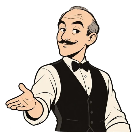 Alfred welcoming you with an open hand.